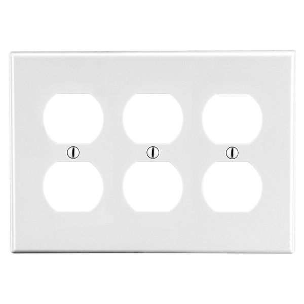 Hubbell Wiring Device-Kellems Wallplate, 3-Gang, 3) Duplex, White P83W